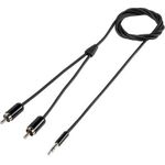 SpeaKa Professional SP-7870484 Cinch / Klinke Audio Anschlusskabel [2x Cinch-Stecker - 1x Klinkenstecker 3.5 mm] 1.50 m Schwarz SuperSoft-Ummantelung (SP-7870484)