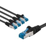 Goobay CAT 6A Patchkabel S/FTP PiMF 1 m schwarz 5er-Set - Kupferleiter CU (67537)