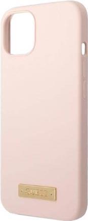 GUESS Hard Cover Silicone Logo Plate Magsafe Pink, für iPhone 13 Mini, GUHMP13SSBPLP (GUHMP13SSBPLP)