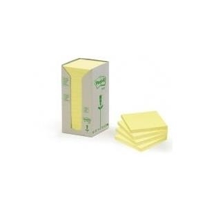 3M Post-it Recycling Notes Haftnotizen, 76 x 76 mm, gelb 100 Blatt-Block, aus 100% recyceltem Papier (654-1T)