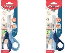 Maped Schere Advanced Green, Länge: 210 mm, asymmetrisch spitz, Klingen & Niete aus rostfreiem Stahl, mit blauen - 1 Stück (499100)