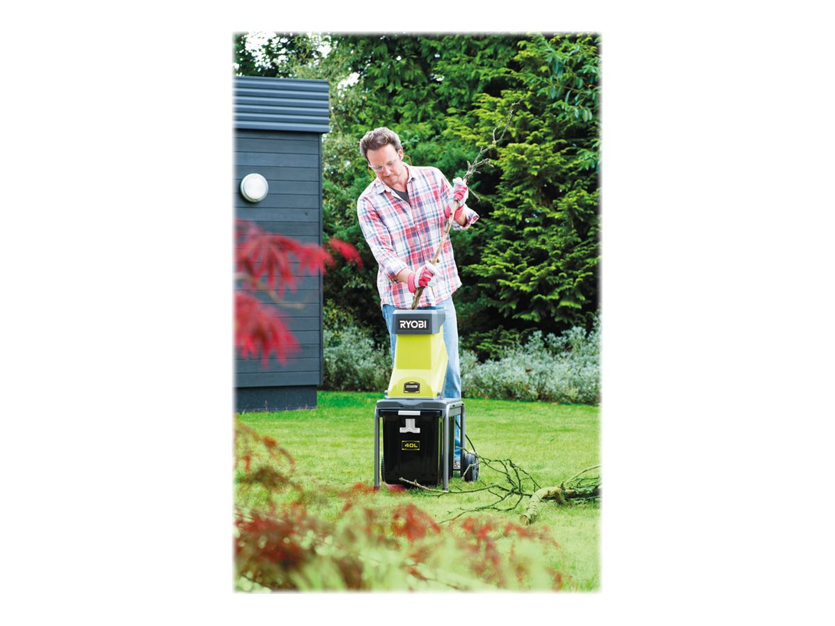 Ryobi RSH2545B Elektro-Häcksler 2500 W 45 mm Schnittleistung 40 l Fangbox Schwarz, Grün