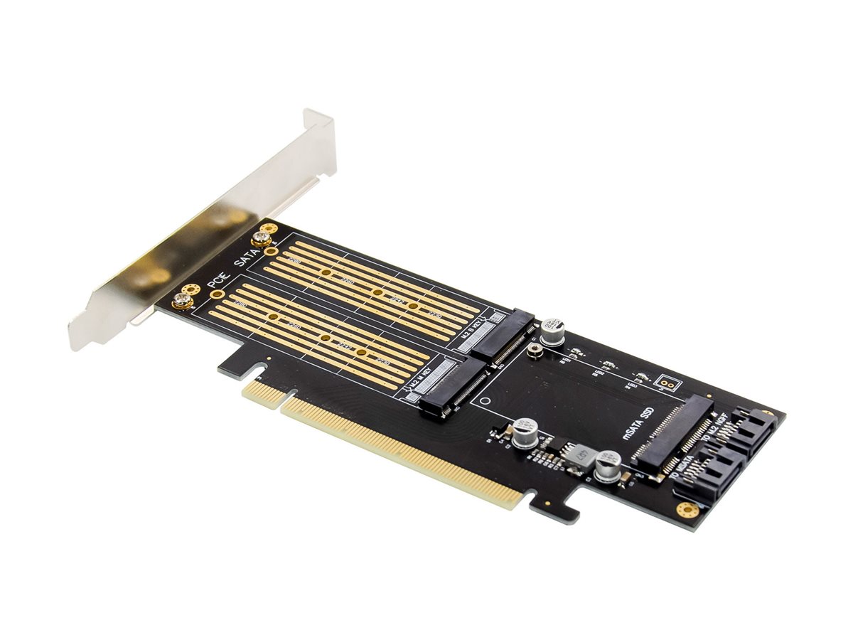 InLine PCIe-Karte x16 zu 2x M.2 1x mSATA Speicher-Controller PCIe 3.0 x16 Silber
