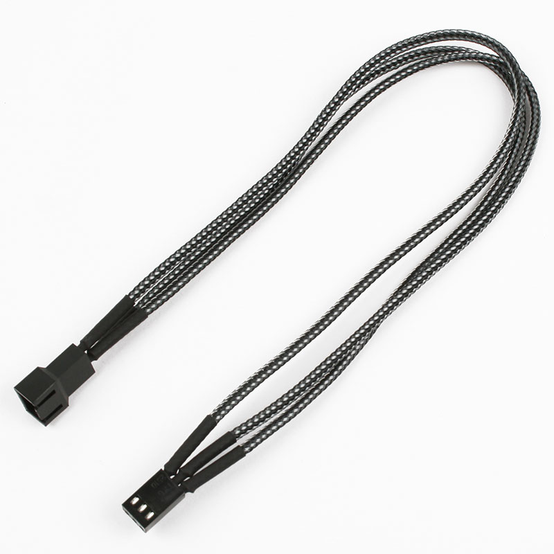 Nanoxia 3-Pin Molex Verlängerungskabel 30 cm Ummantelt Schwarz