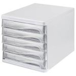 helit Schubladenbox transparent DIN A4 mit 5 Schubladen (H6129902)