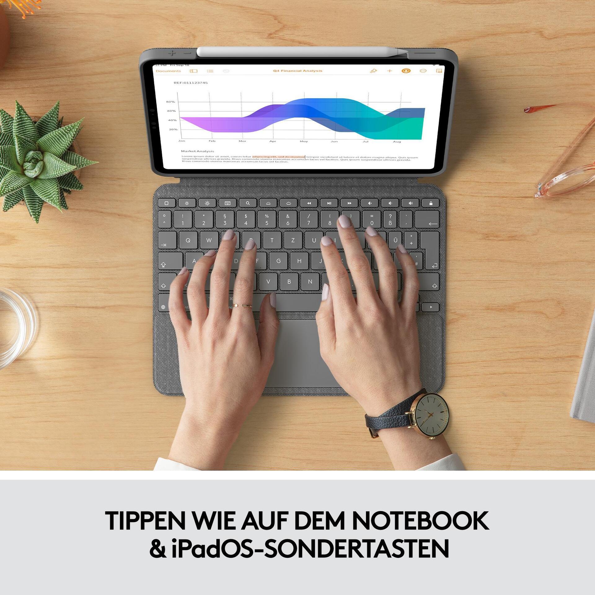 Logitech Combo Touch Tastatur-Case für iPad Pro 11" Smart Connector UK Layout Oxford Grey