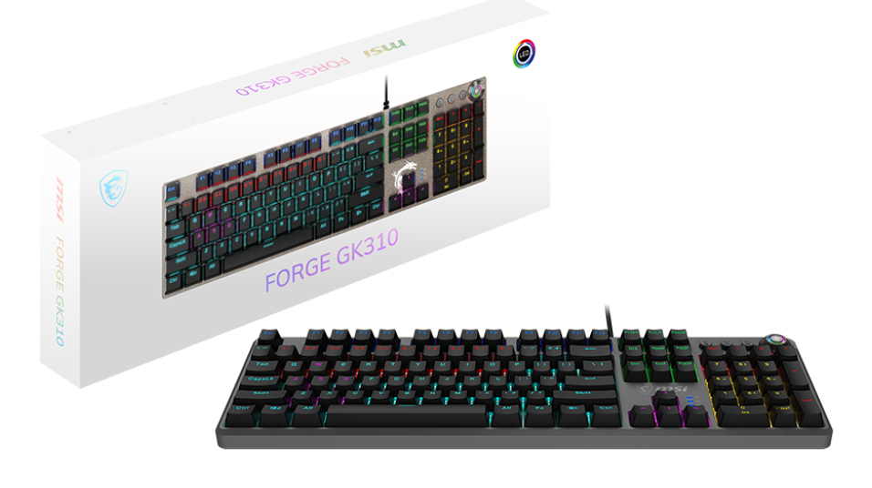 MSI FORGE GK310 Mechanische Gaming-Tastatur Hotswap-fähig RGB Grau