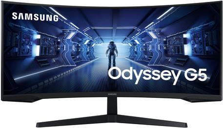 Samsung Odyssey G5 Curved Gaming Monitor 86 cm (34" ) (UWQHD, VA, 1ms, 165Hz, HDMI, DisplayPort, FreeSync) [Energieklasse G] (LC34G55TWWPXEN)