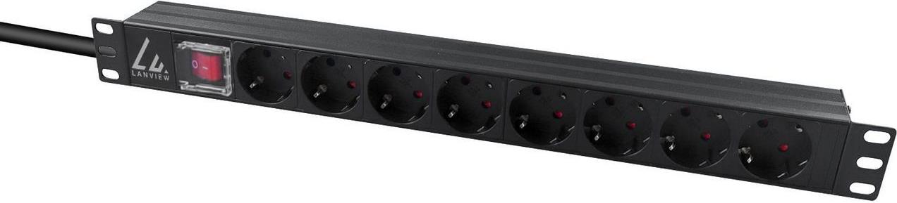 Lanview 19'' rack mount power strip 1U 10A with 8 x Schuko (LVR-2MSCH-SCH-C13-8)
