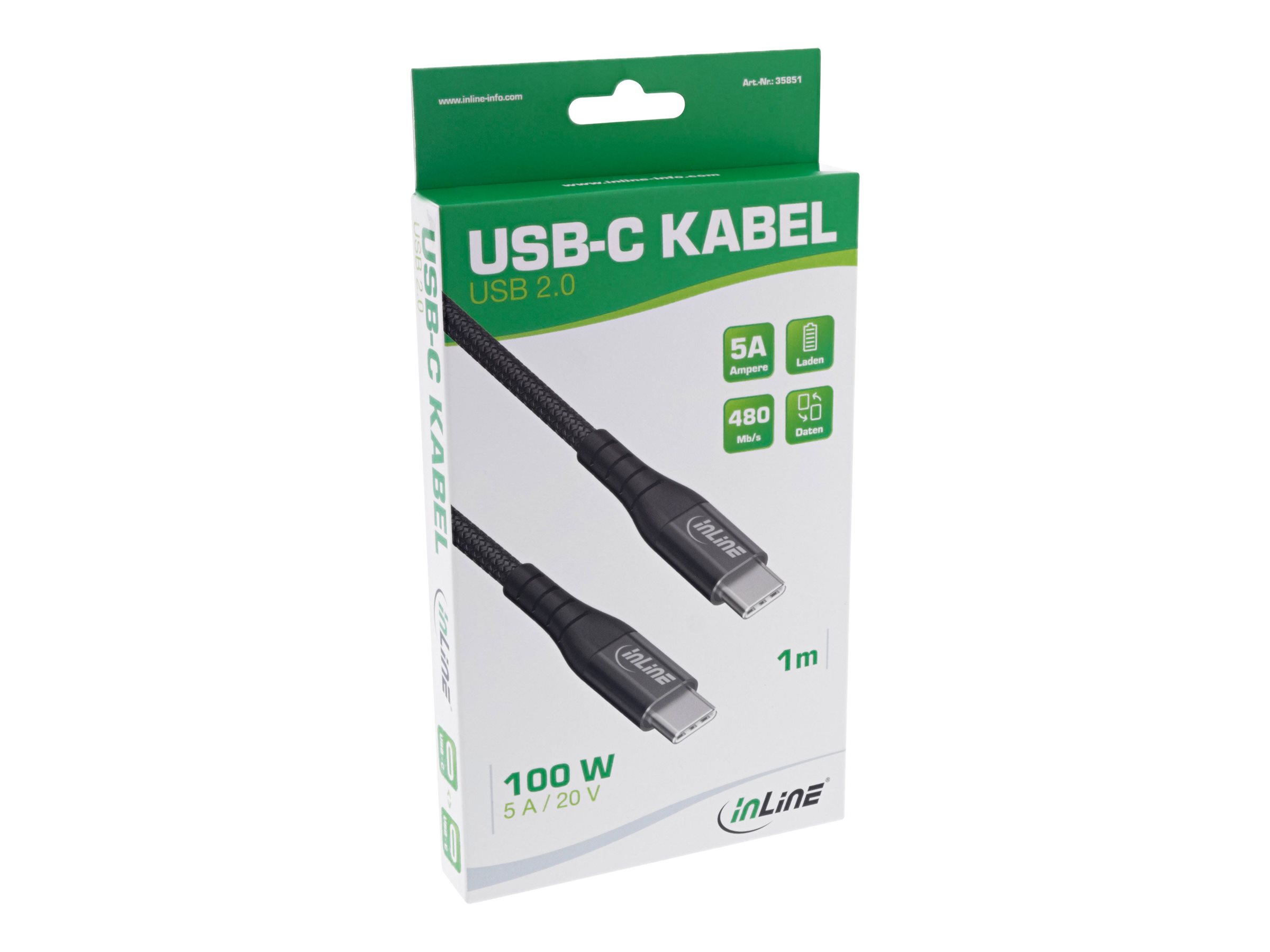 InLine USB-C auf USB-C Kabel 100W USB 2.0 1m Schwarz
