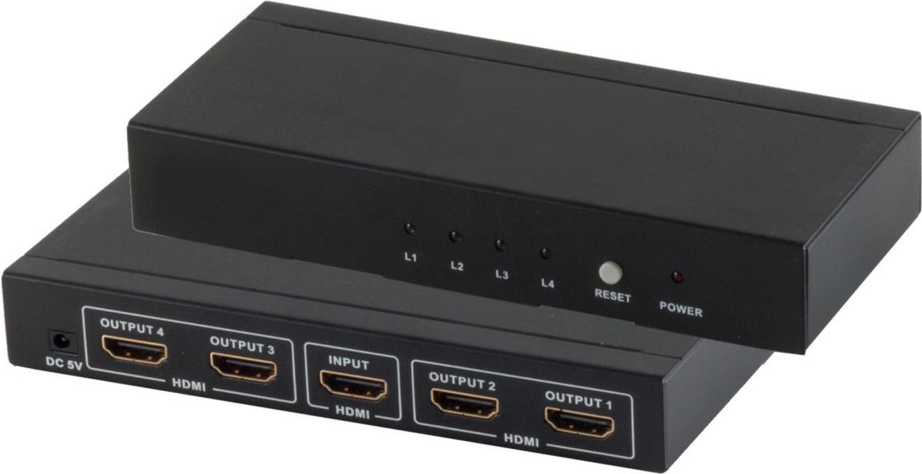 S/CONN maximum connectivity HDMI Verteiler, 1 x IN 4 x OUT mit Netzteil, 4K2K, 3D, VER1.4 (05-03004)