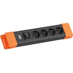 Bachmann CONNECTUS 4xUTE 1xSchalter 2.0m CEE7/7 Schwarz/Orange (BM005938)