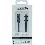 PowerRay Data Cable PR-DCCL200TGY, USB-C / LIGHTNING MFi 2.0m Textile grey, Blister (PR-DCCL200TGY)