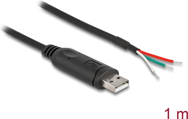 DeLOCK Adapterkabel USB 2.0 Typ-A zu seriell RS-485 3 x offene Kabelenden 1 m USB Kabel (63508)