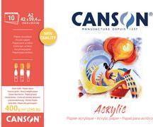 CANSON Zeichenpapierblock "Acrylic", 380 x 460 mm, 400 g/qm 10 Blatt, Leinwandkörnung, an der langen Seite geleimt, - 1 Stück (C31067P006)