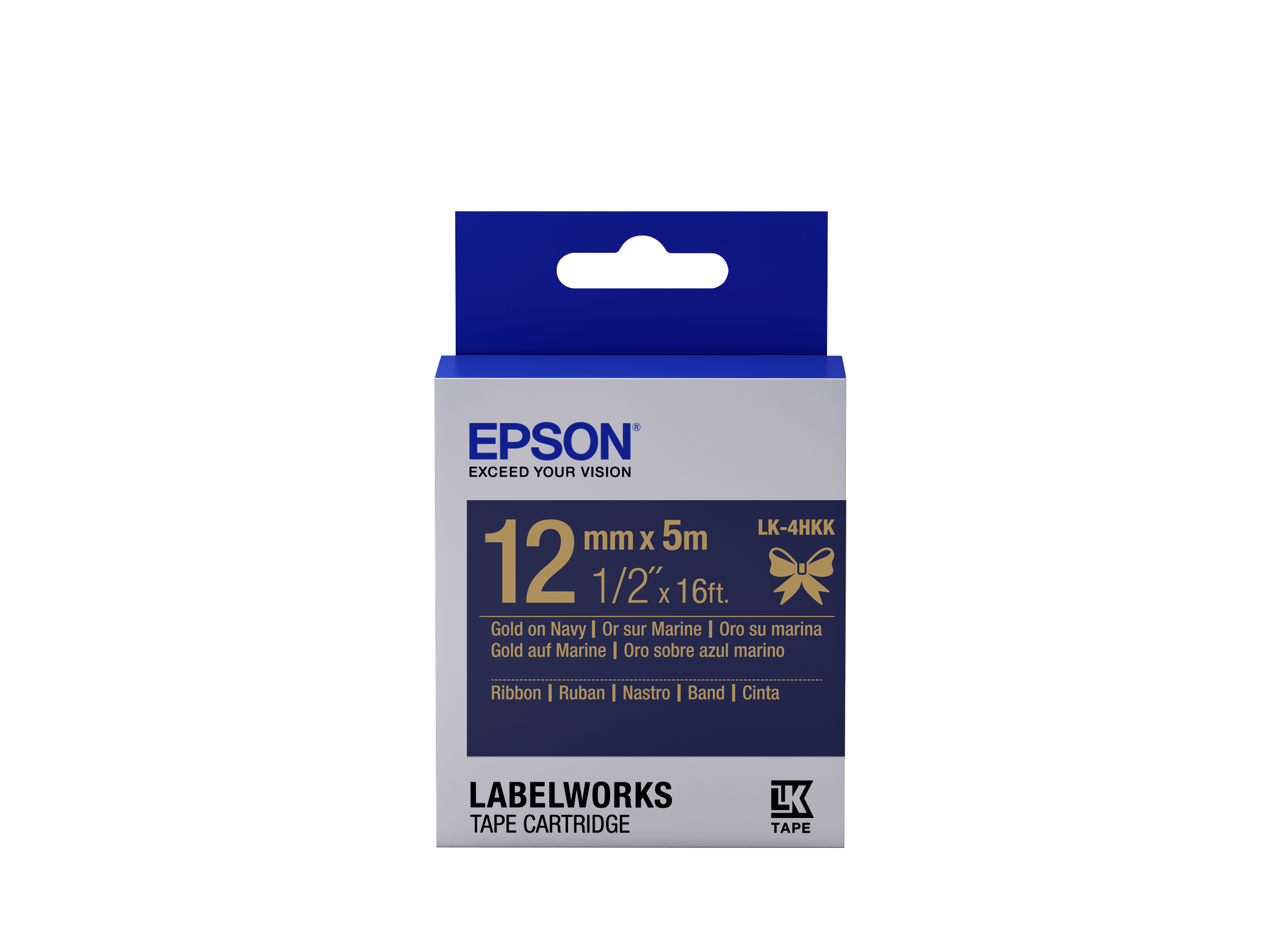 Epson LabelWorks LK-4HKK Satinband 12 mm x 5 m Gold auf Marineblau