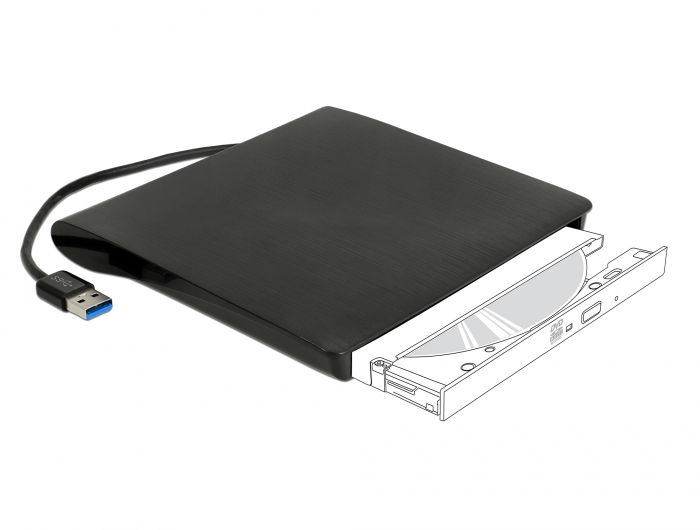 Delock Externes Gehäuse 5,25" Ultra Slim SATA auf USB 3.0 Schwarz