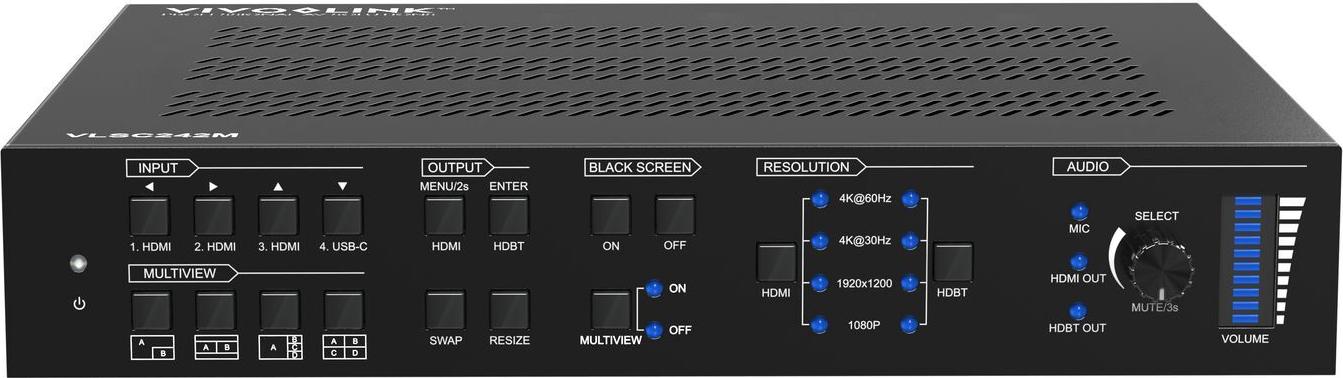 VivoLink HDBaseT 3.0 18G 4X2 seamless KVM switcher w/Multiview (VLSC242M)