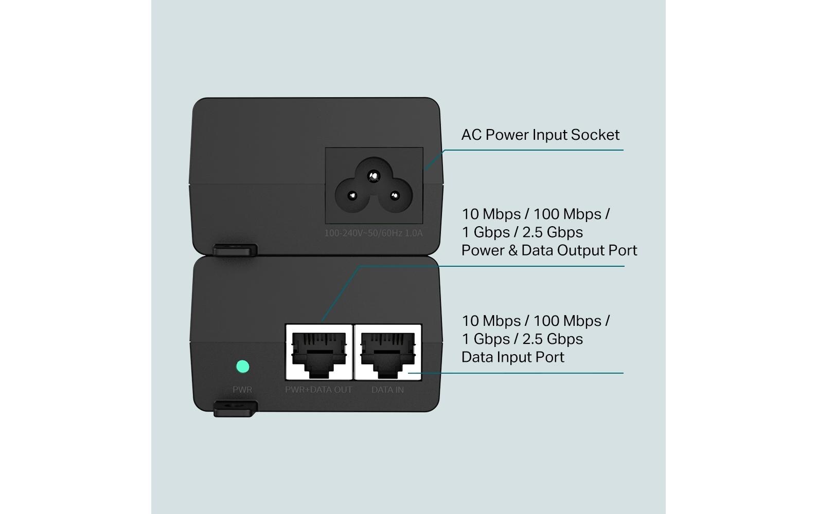 TP-Link Omada POE260S 2.5 Gbps PoE+ Power Injector Schwarz