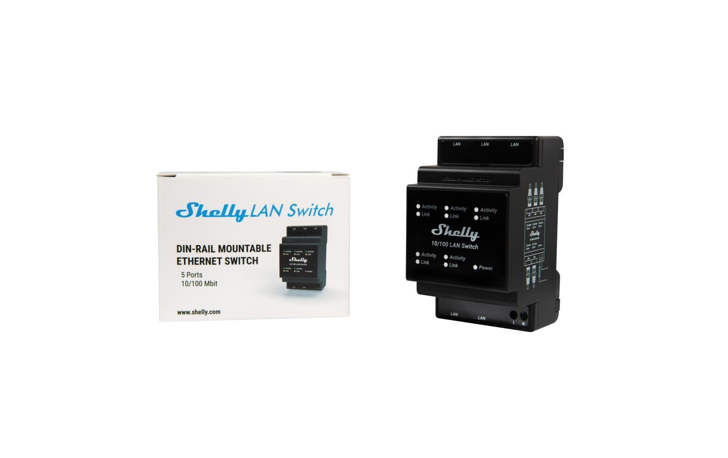 Shelly LAN Switch 5-Port 10/100 Mbit/s Hutschiene Schwarz