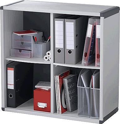PAPERFLOW Büroregal, 4 Fächer, grau / anthrazit Polystyrol, Nutzmaß pro Fach: (B)360 x (T)300 x (H)340 mm - 1 Stück (BM4K2.11)