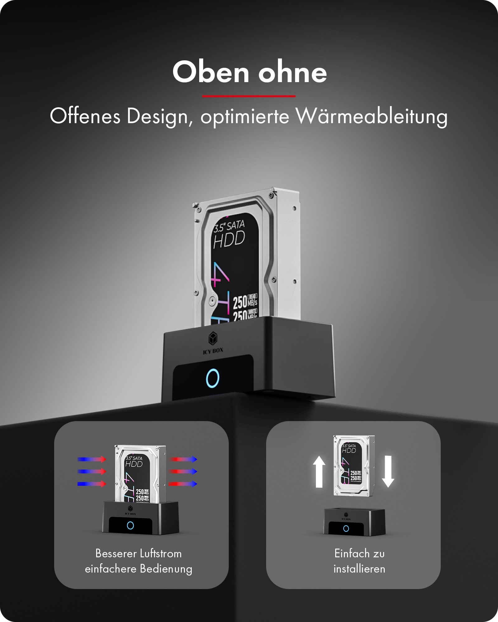 ICY BOX IB-1123M-CU31 Dockingstation USB 3.2 Gen 2 Type-C Schwarz
