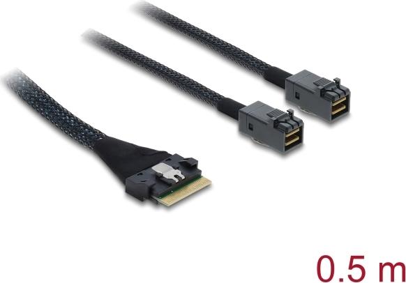 Delock PCIe 4.0 Kabel Slim SAS SFF-8654 8i zu 2 x Mini HD SFF-8643 0.5 m (82156)