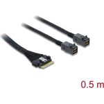 Delock PCIe 4.0 Kabel Slim SAS SFF-8654 8i zu 2 x Mini HD SFF-8643 0.5 m (82156)