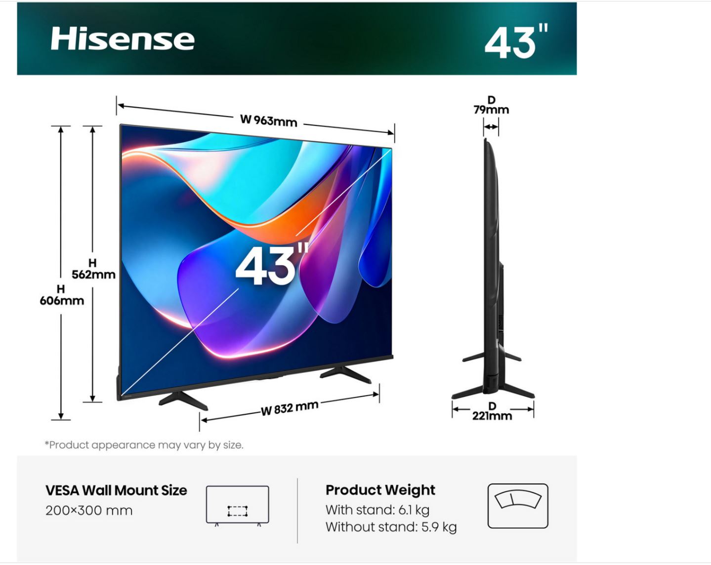 Hisense A6S 43A6S 43" 4K UHD Smart TV Schwarz