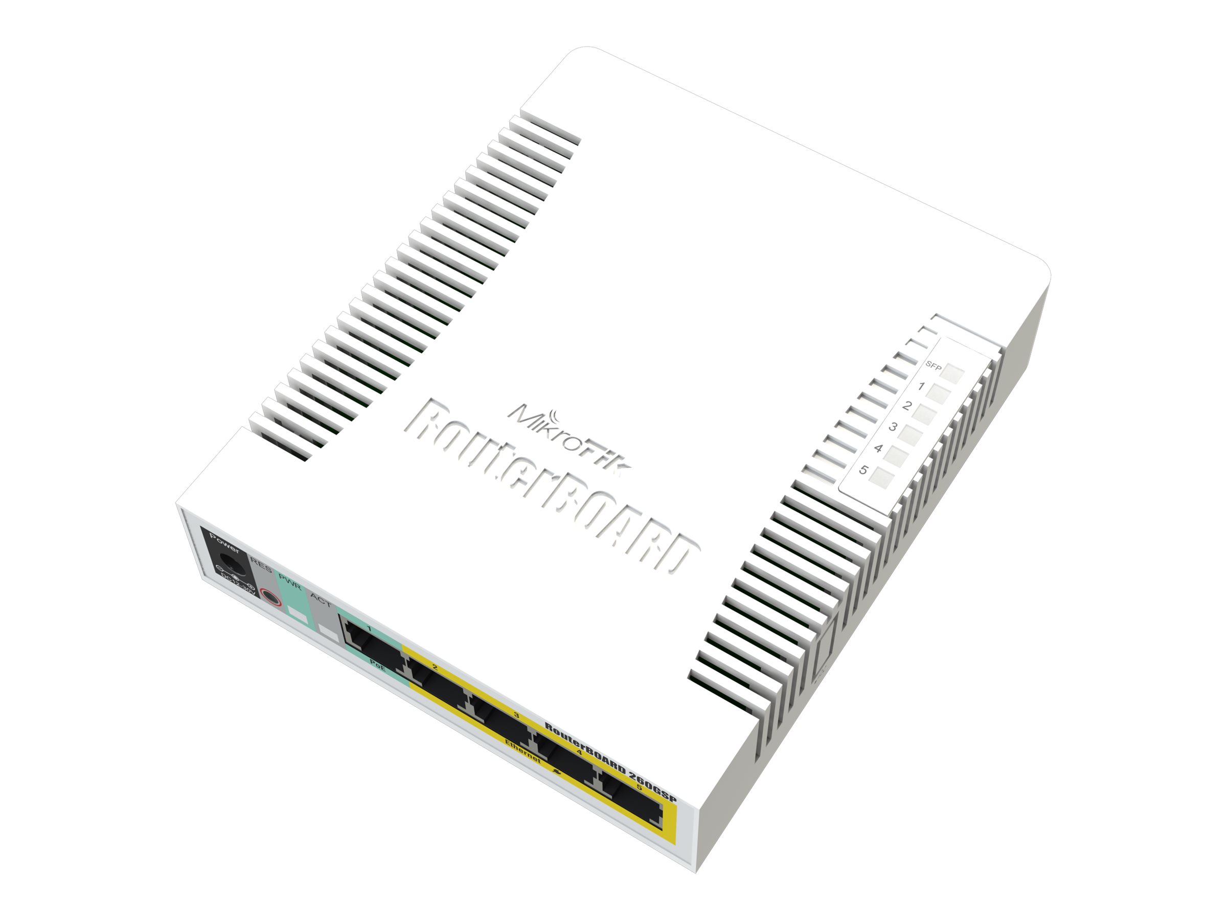 MikroTik RouterBOARD RB260GSP Managed Switch 6 Ports 1 Gbps Weiß