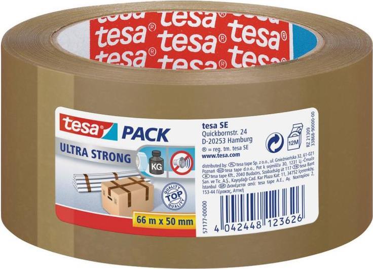 Tesa Klebeband Ultra Strong PVC 50mm/66 Meter (57177 Braun) (57177 (Braun))