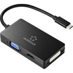 Renkforce RF-4633066 USB-C / HDMI / DVI / VGA Adapter [1x USB-C™ Stecker - 1x VGA-Buchse, HDMI-Buchse, DVI-Buchse 24+5pol.] Schwarz (RF-4633066)