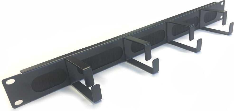 IT-BUDGET 19"-Kabeldurchführungsplatte mit Bürste und 4 hochstabilen Metall-Kabelbügel (90ITBKDFPMB1HES)
