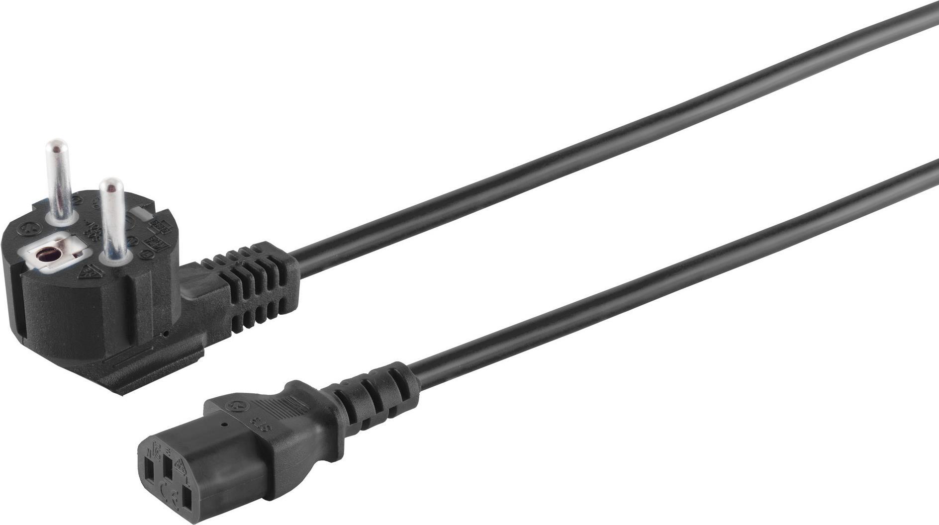 S/CONN maximum connectivity Netzanschlusskabel, Schutzkontaktstecker 90° auf Kaltgerätebuchse, 230 V für Kaltgeräte, CEE7/7-C13, VDE, 10,0m (60007-10)