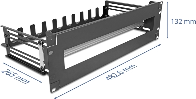 Delock 19" Schutzschalterleiste mit Abdeckung Kabelzugentlastungsschiene und (67282)