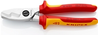 KNIPEX Kabelschere mit Doppelschneide 200mm, 95 16 200 SB Werkzeug verchromt, Griffe isoliert mit Mehrkomponenten-Hüllen, VDE-geprüft (95 16 200 SB)