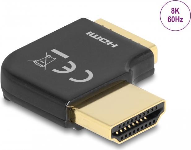 Delock HDMI Adapter Stecker zu Buchse 90° rechts gewinkelt 8K 60 Hz Metall (60015)