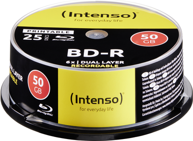Intenso Blu-Ray Rohling BD-R Printable 50 GB 6x Speed 25er CakeBox (5101124)