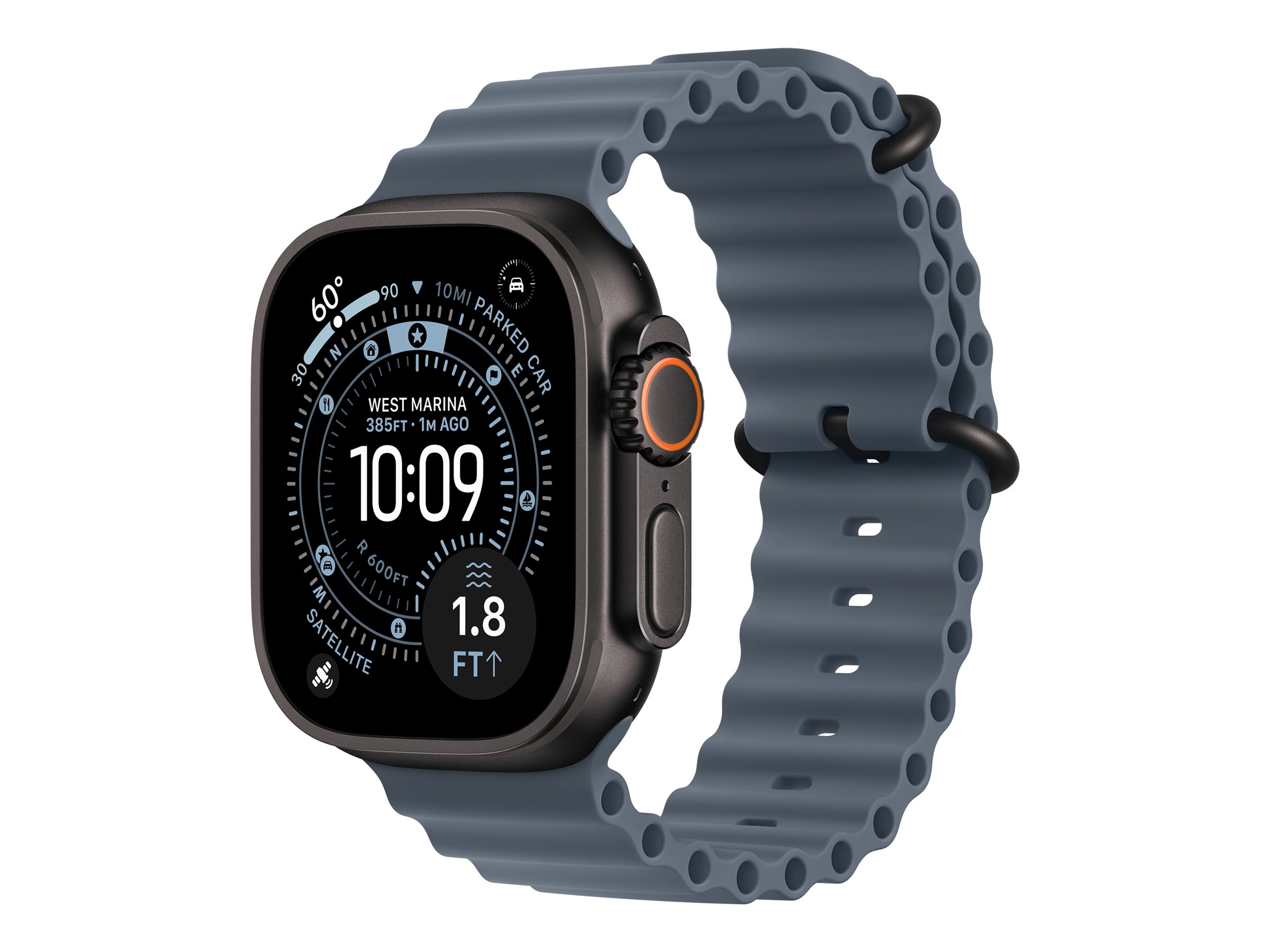 Apple Watch Ocean Band Verlängerung 49 mm Black Titanium Finish Ankerblau