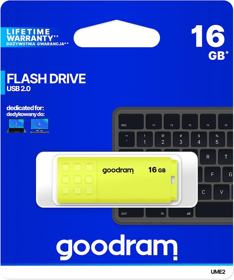 Goodram UME2 USB-Stick 16 GB USB Typ-A 2.0 Gelb (UME2-0160Y0R11)