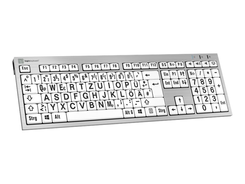 LogicKeyboard Largeprint Tastatur USB QWERTZ Deutsch Schwarz auf Weiß
