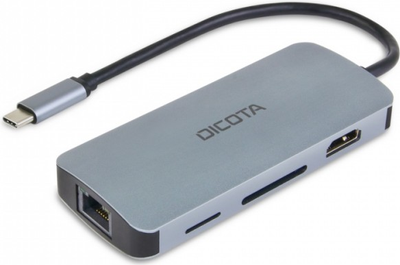 Dicota USB-C 8-in-1 Multi Hub 4K PD 100W silver - Lade-/Dockingstation (D32062)