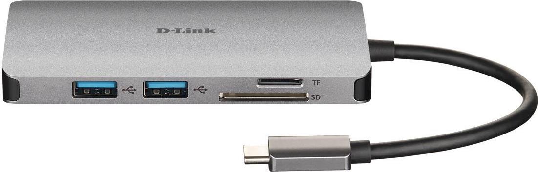 D-Link DUB-M810 Dockingstation USB-C/Thunderbolt 3 HDMI Gigabit Ethernet Aluminium Silber/Schwarz