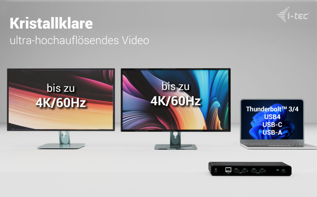 i-tec Uni Dual 4K Disp Docking Station CADUA4KDOCKPDB100 Schwarz