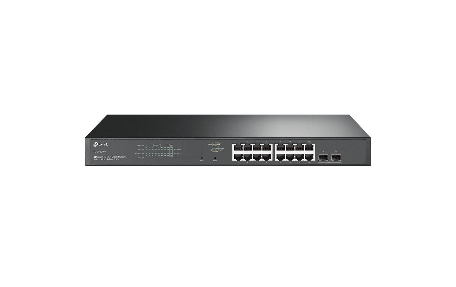 TP-Link JetStream TL-SG2218P 16-Port Gigabit PoE+ Smart Switch Schwarz