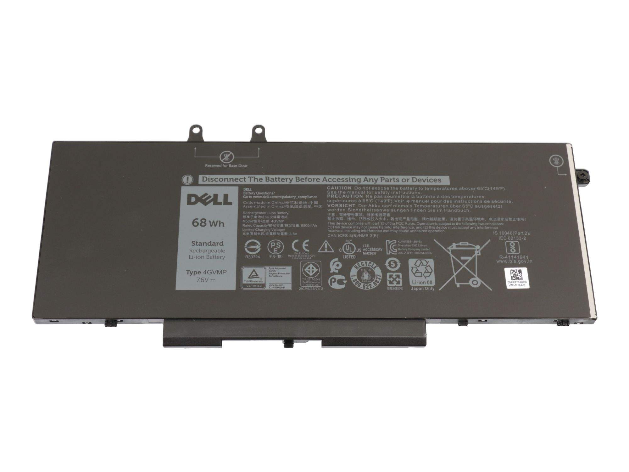 Dell Latitude 5400 Akku 4GVMP 8500 mAh 68 Wh 7,6 V Schwarz