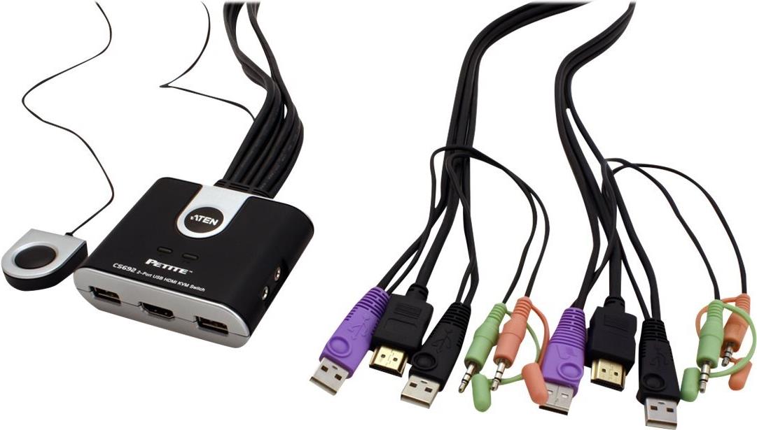 ATEN CS692 2-Port HDMI USB KVM-Switch mit Audio Schwarz