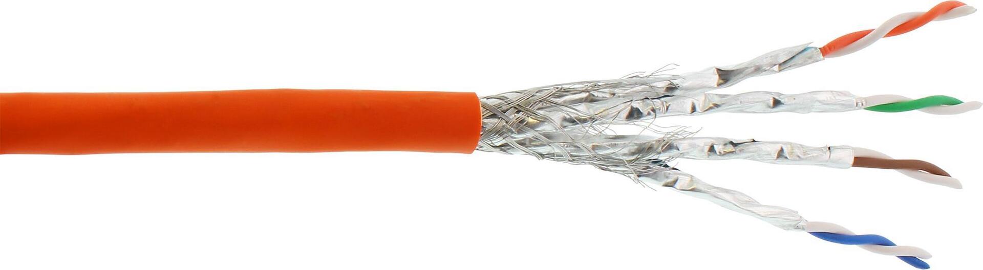 InLine VerlegekabelCat.7a Rohkabel S/FTP PiMF 4x2x0.58 AWG23 1200MHz B2ca halogenfrei orange (71050I)