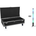 EUROLITE Set 8x AKKU IP Pixel Tube 360° PRO CRMX + Flightcase Rollen Lade