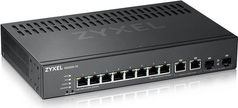 Zyxel GS2220-10 Managed Switch 8 Ports + 2x Combo Gigabit SFP Schwarz